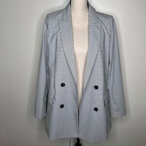 Rachel Zoe NWT Plaid Boyfriend Blazer - White Black Oversized Open Front Small